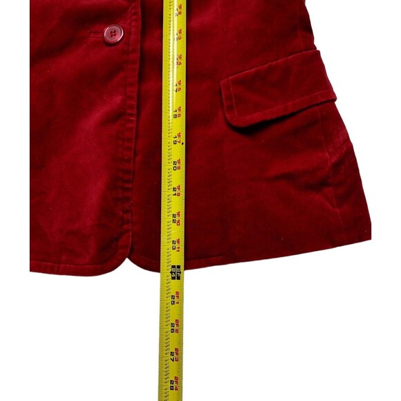 Valerie Stevens Petite 8P Jacket Red Velour Padded Shoulders Faux Pockets - Picture 9 of 9
